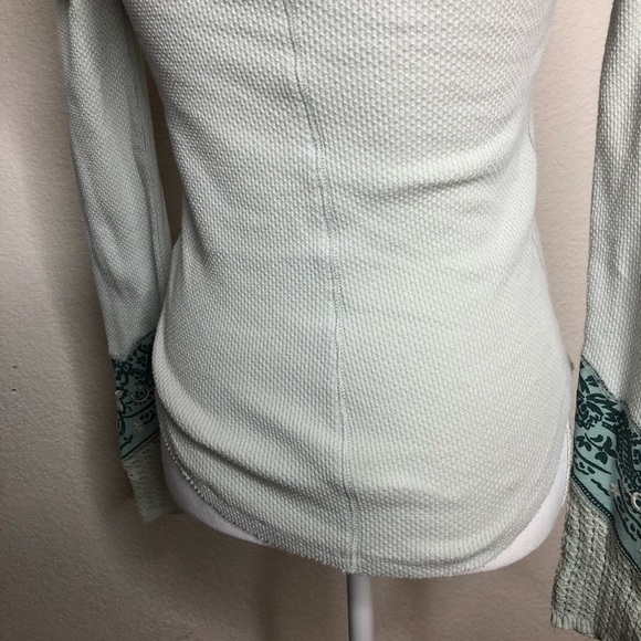 Free People Mint Bandana Cuff Round neck Waffle Thermal - Picture 8 of 8